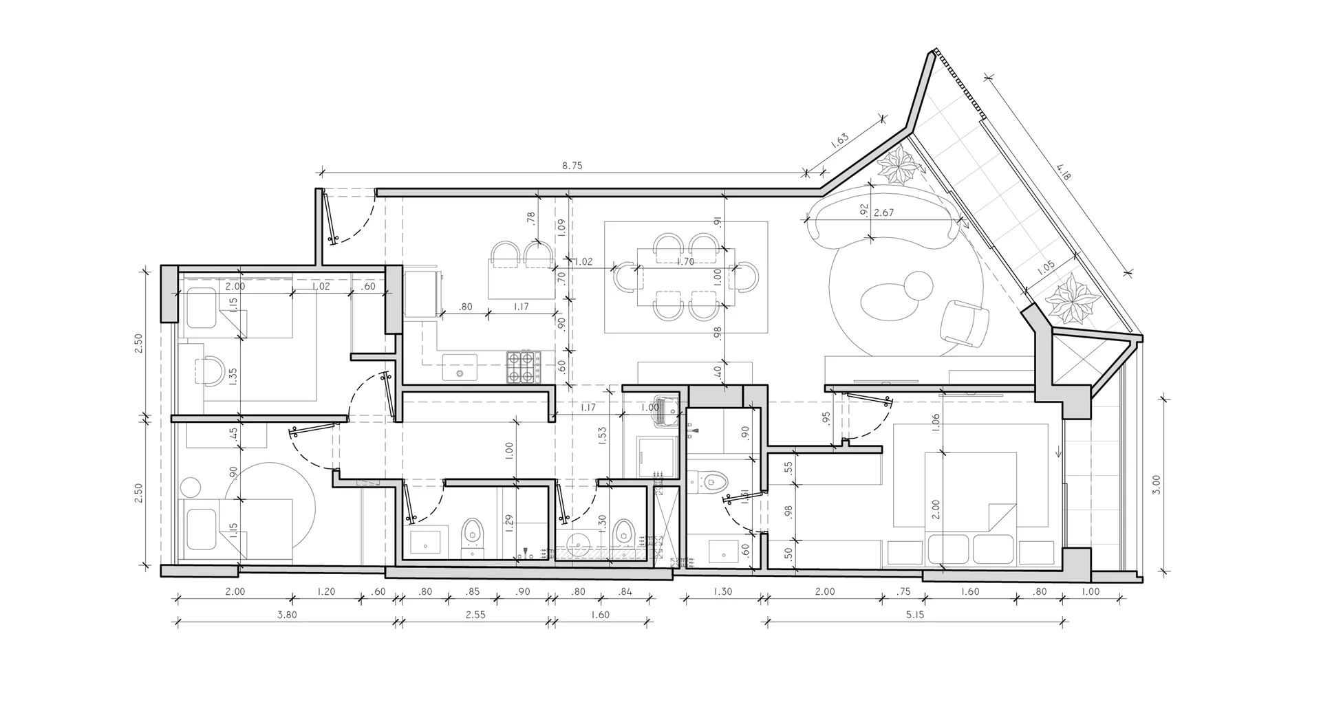 Plano de la Tipología X01 del Proyecto Machaypuito — plano técnico
